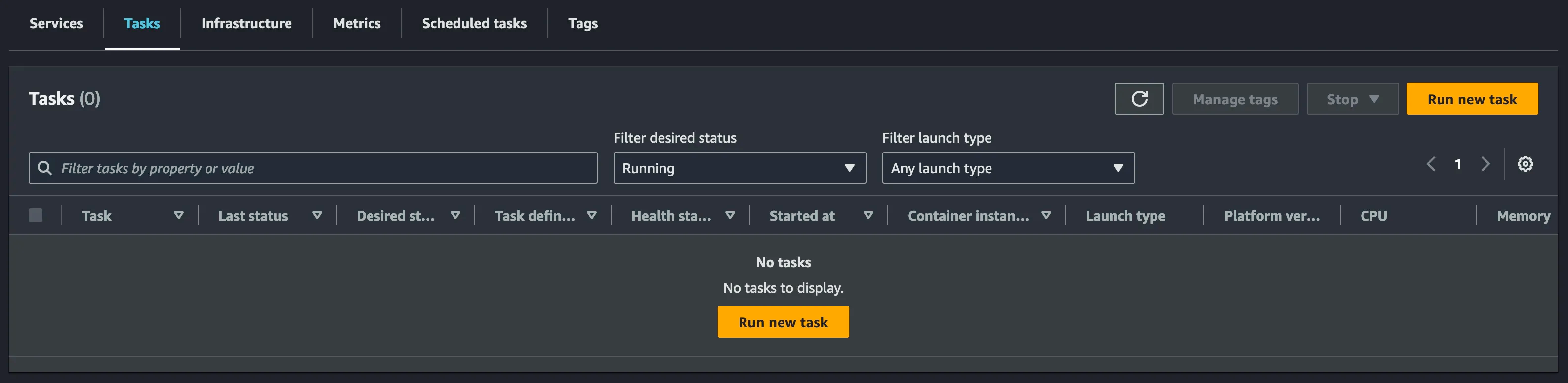 Empty Production ECS Cluster